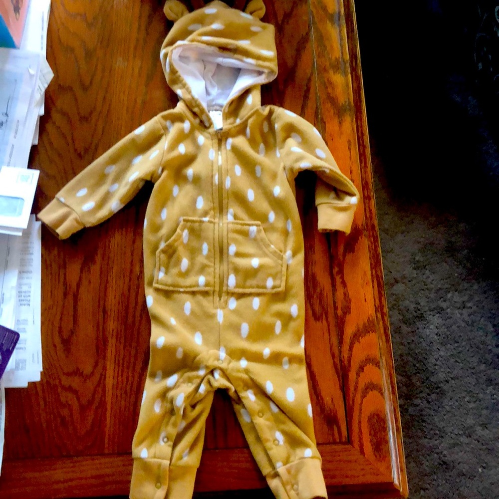 3-6month fleece reindeer onesie